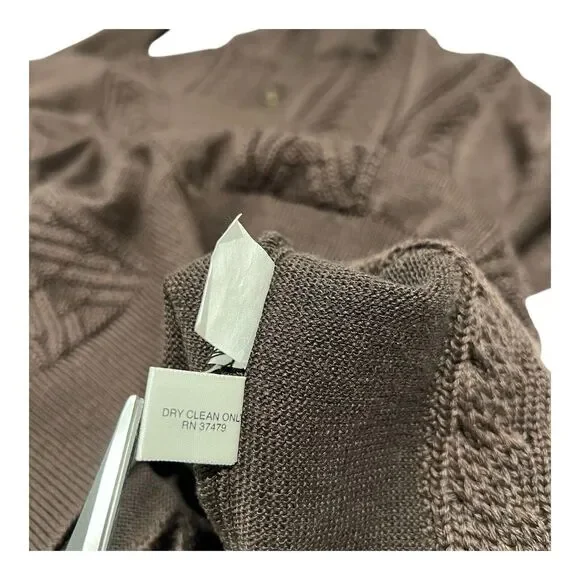 Tom James Men's CoffeeBrown Wool Blend Quarter Button Knit Sweater Sz S Made USA - Picture 12 of 13